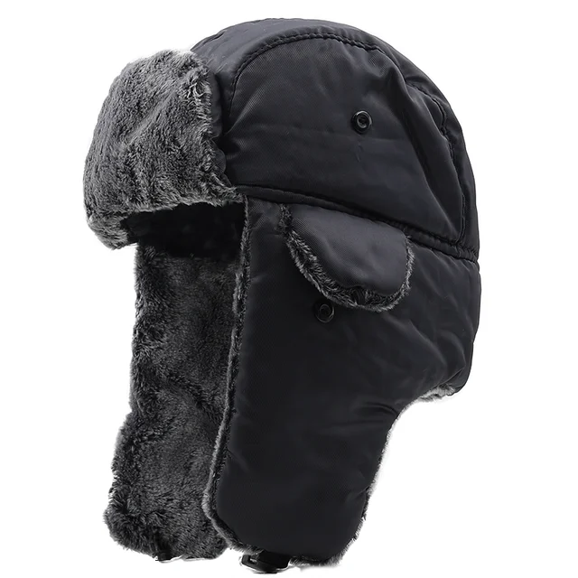 러시아 모자 트래퍼 봄버, 따뜻하고 단색 푹신한 인조 모피 모자로 겨울을 보다 편안하게