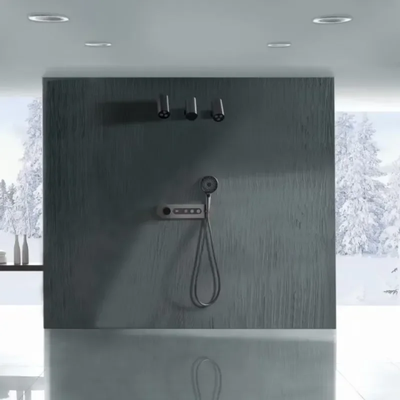 Thermostatic Digital Display Shower Set Big Rainfall Shower Mixer Faucet Bathtub Stand Kit Luxury Constant