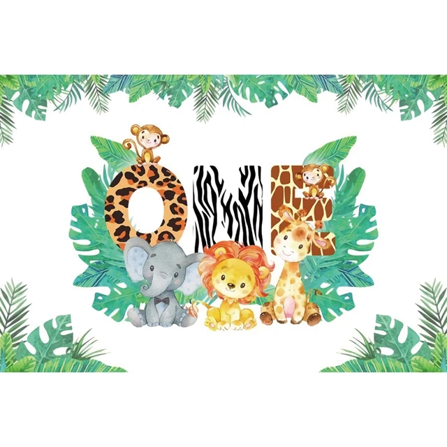 Safari 1st Birthday Backdrop Jungle Tropical Forest Wild One Animal Party Photography Newborn Baby Shower Photo Background Props NZY04077