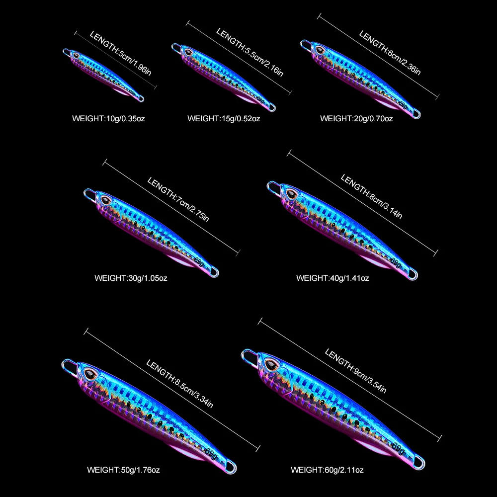PROBEROS 8 Stück gemischte Metallvorrichtung 10G - 60G Kunstköder Harte Köder Lebendige Angelköder für Süßwasser und Salzwasser – Detail 2