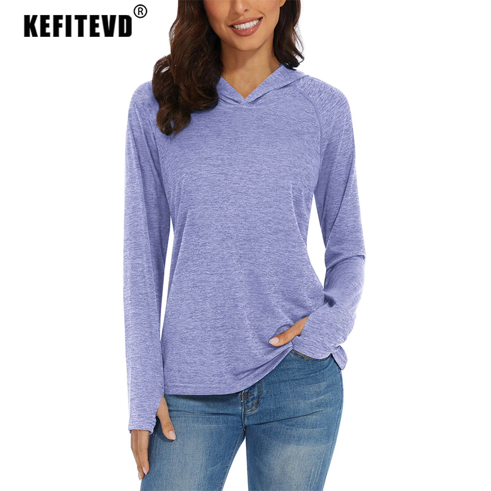 KEFITEVD Quick Dry Womens UPF 50+ Long Sleeve T-Shirts Skin UV Protection Swim Outdoor Hiking Shirts Workout Run Pullover Tops women t shirts