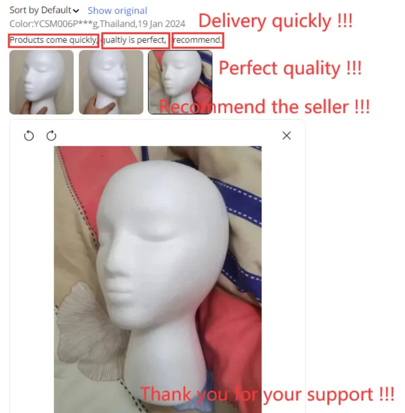 Description Picture 6 of itemNEW 1PCS Female Styrofoam Foam Mannequin Manikin Head Model Hat Glasses Wig Display Male Foam Mannequin Head Holder Stand Rack