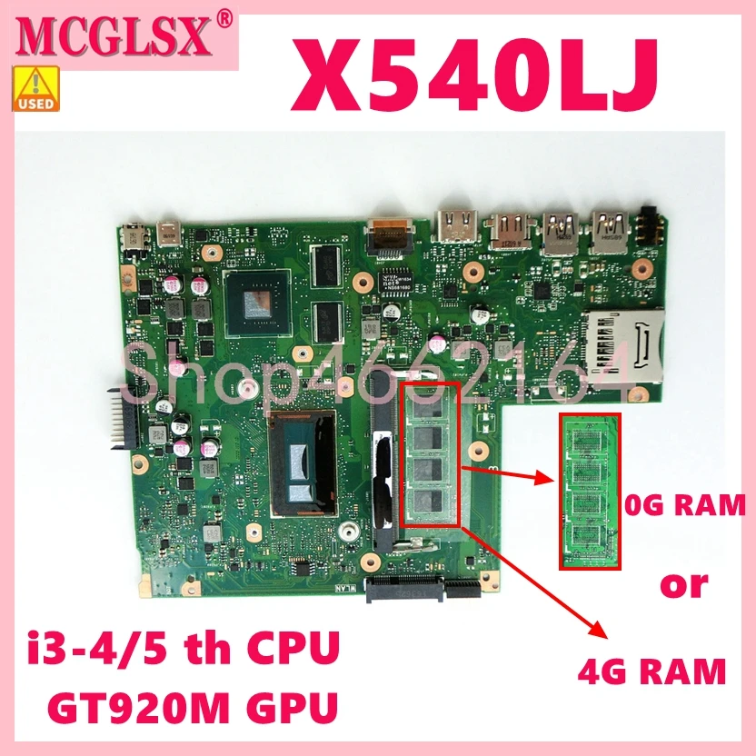 X540LJ i3 4005U/i3 5005U GT920M 0G/4G RAM Notebook Mainboard For ASUS