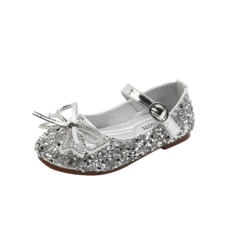 Children Shoes New Girls Princess Leather Shoes Sequins Rhinestones Shining Girls Party Wedding Kids E460