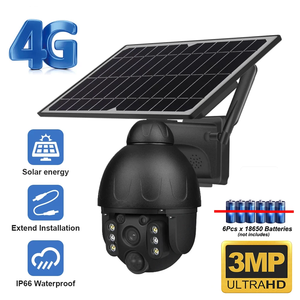 

SHIWOJIA WIFI/4G SIM Solar Camera Outdoor Wireless Security Cameras PIR Motion Detection Bulit-in Battery CCTV PTZ Surveillance