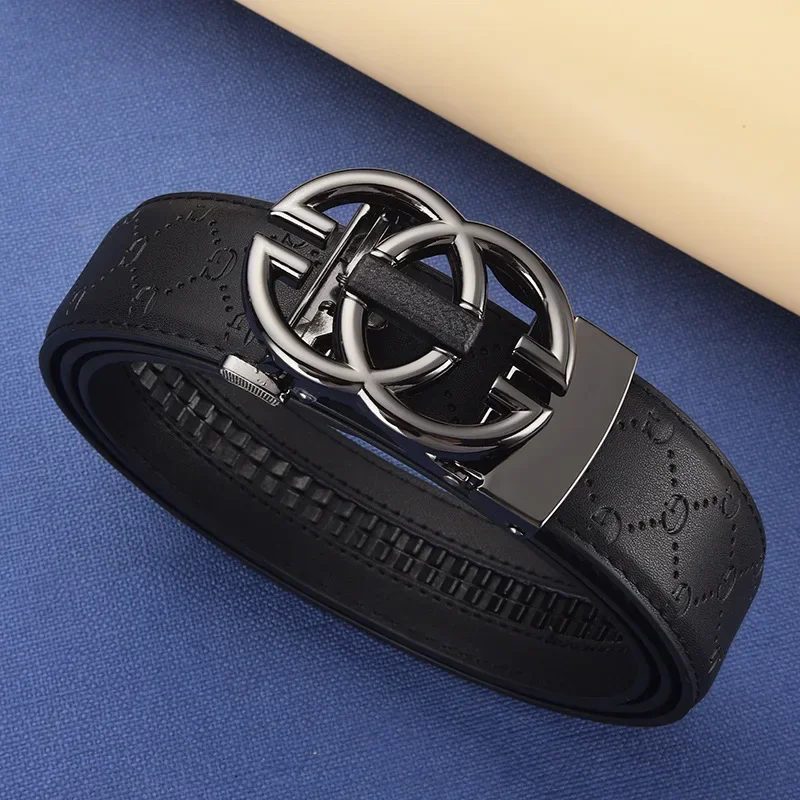 Men's Luxury Genuine Leather Belt with Automatic Alloy Buckle - Premium Designer Waist Strap