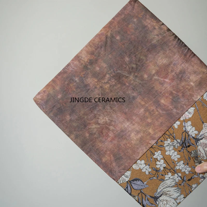 Chinese Tang Color Pattern Tea Table Mats Magnolia Flower Dry Brewing Tea Mat Splicing Thermal Insulation Zen Table Flag Cloth