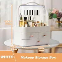 Large Capacity White/Pink Cosmetic Organizer with Transparent Drawers, Elegant Plastic Jewelry Storage Box for Desktop Vanity 1