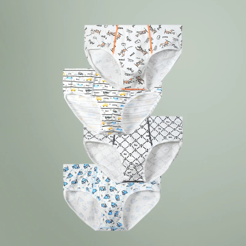 4 pezzi di biancheria intima di cotone per bambini, pantaloni piatti per ragazzi e neonati, stile estivo sottile senza pp, ragazzi piccoli e bambini medi