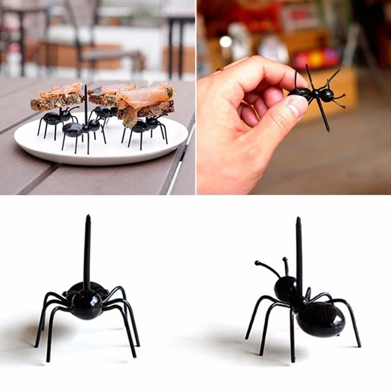 12 Pcs Mini Ants Shape Food Picks Reusable Snack Party Toothpicks Fruit Dessert Fork Animal Appetizer Forks Home Decor fruit fork food picks food toothpicks