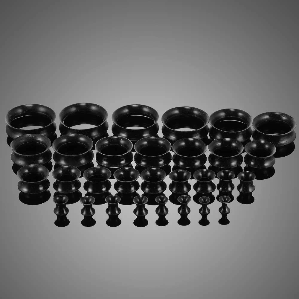 22 stücke 8G-3/4 Ultra Dünne Silikon Doppel Ausgestelltes Flexible Tunnel Ohr Dehnen Stecker Gauge Kit 11 Pairs Schwarz – Detail 6