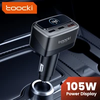Toocki 105W Car Charger 3-in-1 PPS PD45W 30W Fast Charging TFT Display Type C Car Phone Charger For iPhone 17 16 Samsung S23 S24