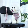 Nylon Dog Collar Harness Leash Set Adjustable Puppy Dogs Harnesses Vest Cute Bowknot Pet Collars With Lead for Small Medium Dogs 5