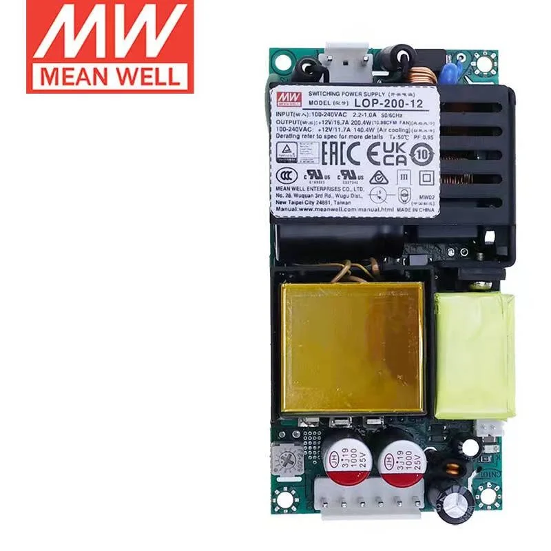 TAIWAN MEAN Well LOP-200-24 24V 200W, 로우 프로파일 오픈 프레임, 의료 스위칭 전원 LED 드라이버, 오리지널 브랜드, 4 인치 × 2 인치