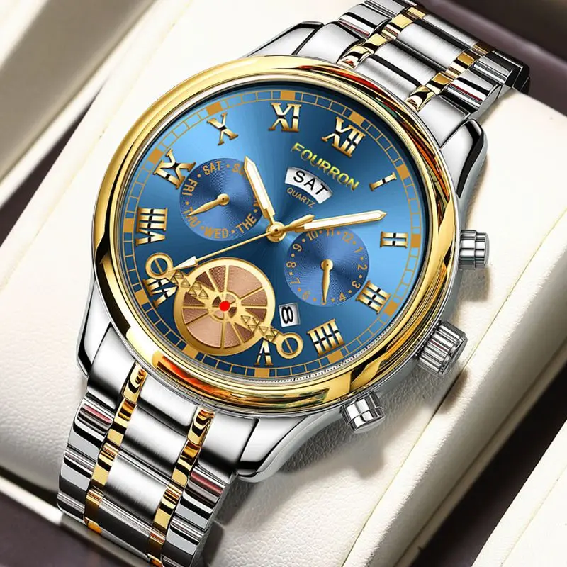 Luxury Men's Business Quartz Watches Stainless Steel Round Dial Casual Wristwatch Man Watches Modern Classic Horloges