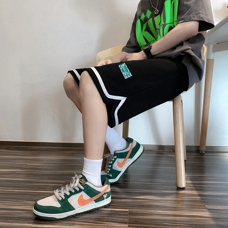 Summer Streetwear Basketball Shorts Mens Elastic Loose Shorts Oversized Hip Hop Male Calf Length Sports Walking Run Ins Shorts