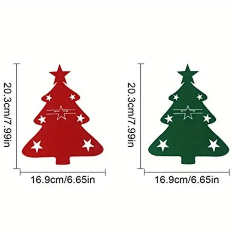 12Pcs Mixed Colors Christmas Knife and Fork Holder Elk Xmas Tree Pocket Cutlery Bag Cookware Organizer Table Decor Christmas