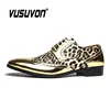 Luxury Leopard Print Formal Men Derby Dress Shoes Classic Dress Loafers Lace-Up Silver Golden Causal Footwear 39-45 5