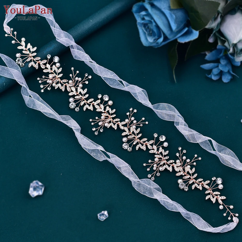 TOPQUEEN SH233 Shiny Crystal Wedding Dress Belt Rhinestone Bridal Sash Formal Dress Alloy Leaves Woman Belt for Evening Gown bridal waistband bridal dress decoration