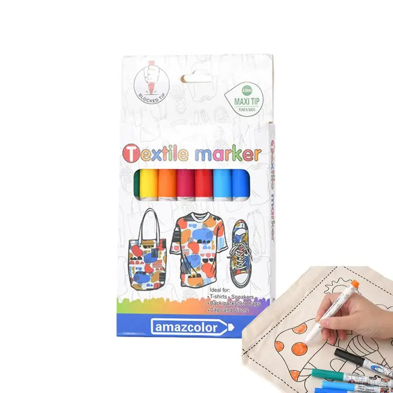 

Fabric Markers Permanent For Clothes Clothing Marker Paint Pens 8 Colors Art Markers Set Fade-Resistant For Kids For Canvas Bags