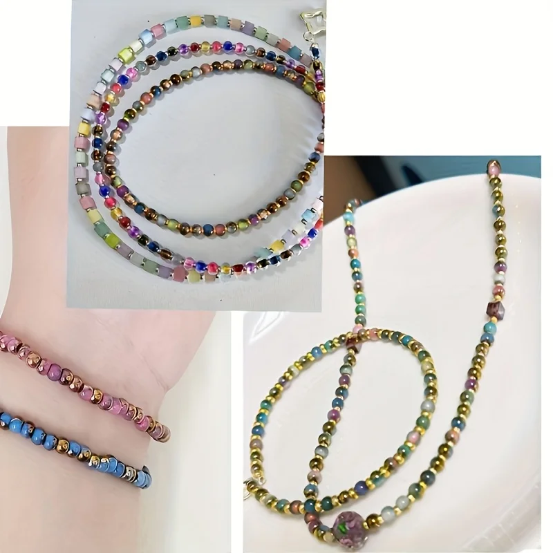 DIY handmade jewelry materials with round beads, colorful