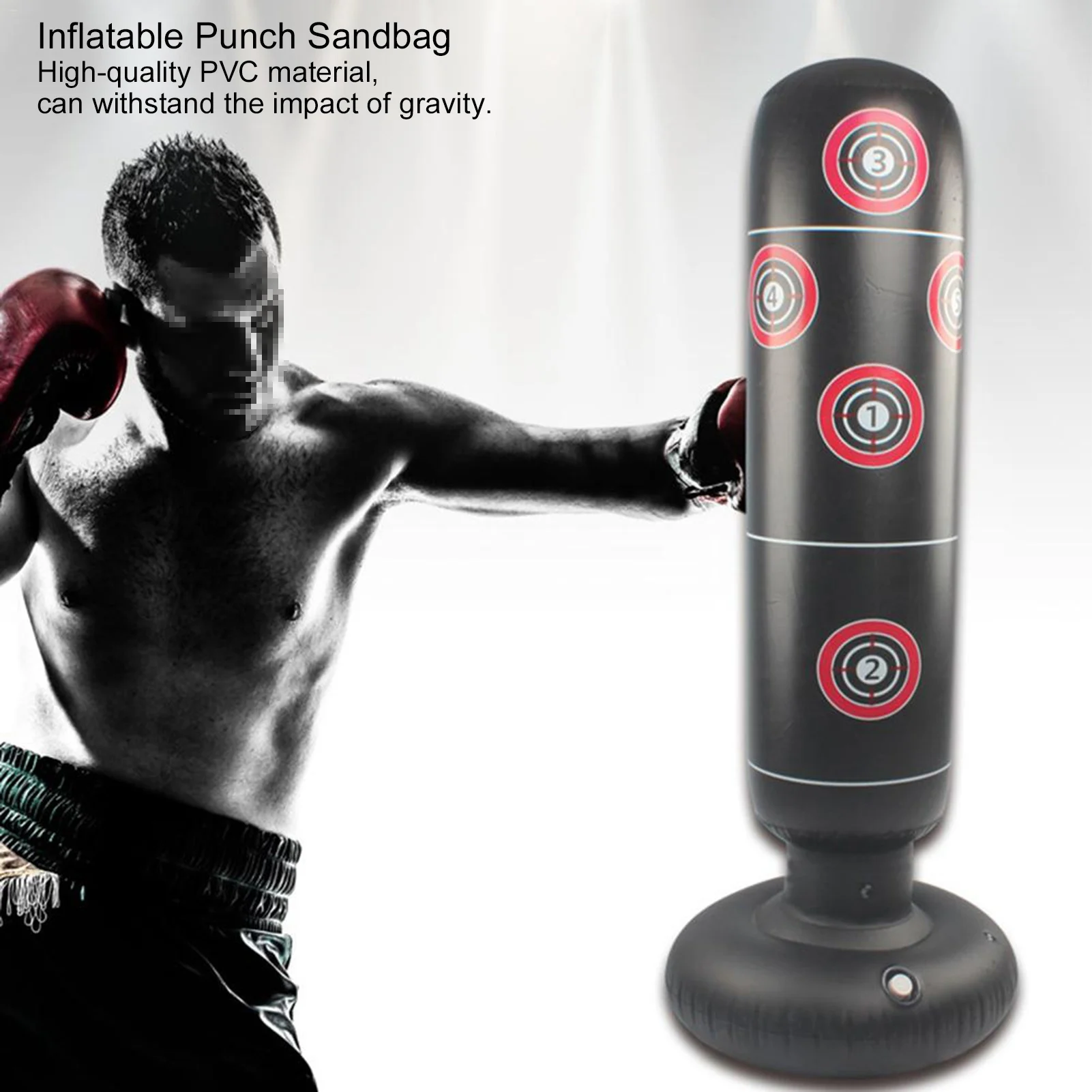 160cm Inflatable Punching Bag Boxing Post Sandbag Kids Training Exercising Tool
