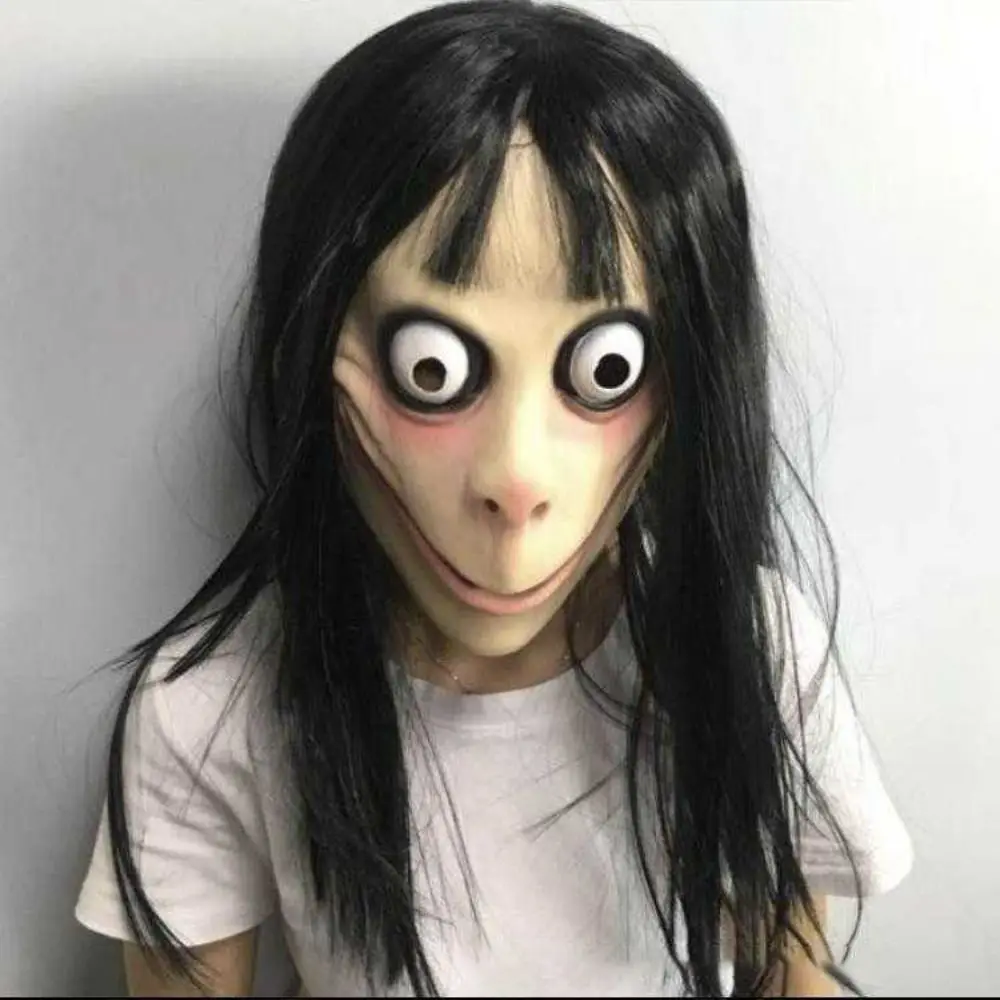 Scary Ghost Mask with Long Wig for Cosplay and Halloween Parties