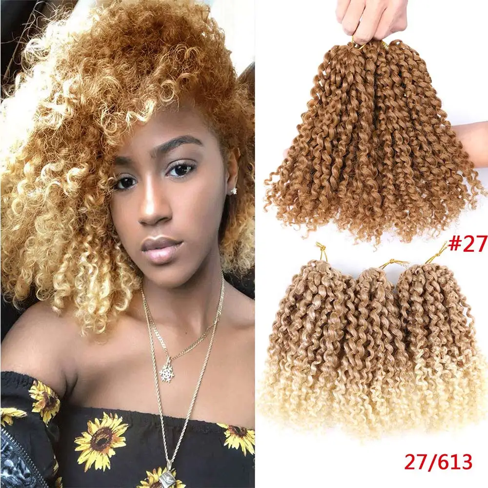 

8 Inch Marly Bob Hair Extensions Ombre Synthetic Marly Jerry Curl Jamaican Bounce Crochet Hair Afro Kinky Curly Crochet Braids