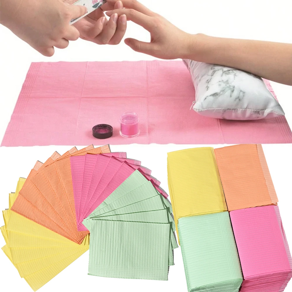 Disposable Towels Nail Table Mats 20PCS Pink Waterproof 3 Ply Nail Art Paper Sheets 13" X 17" Pads for Nail Table Decoration Kit