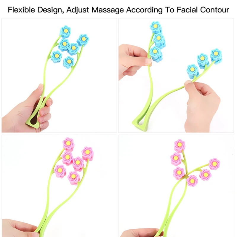 Massaggiatore Facciale a Rullo a Forma di Y, Strumento Manuale per il Relax, Dispositivo Portatile per il Lifting del Viso, Rullo 3D a Fiore per Collo e Cura della Pelle del Corpo - immagine 5