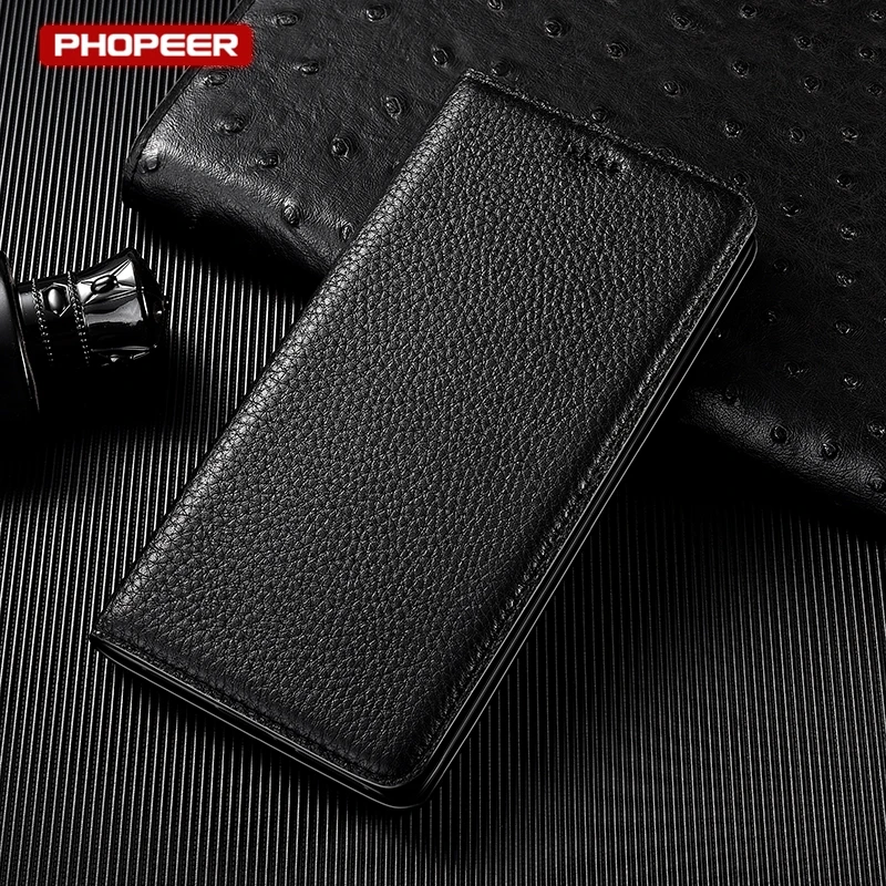 Genuine Leather Flip Wallet Cover - Premium Protective Case