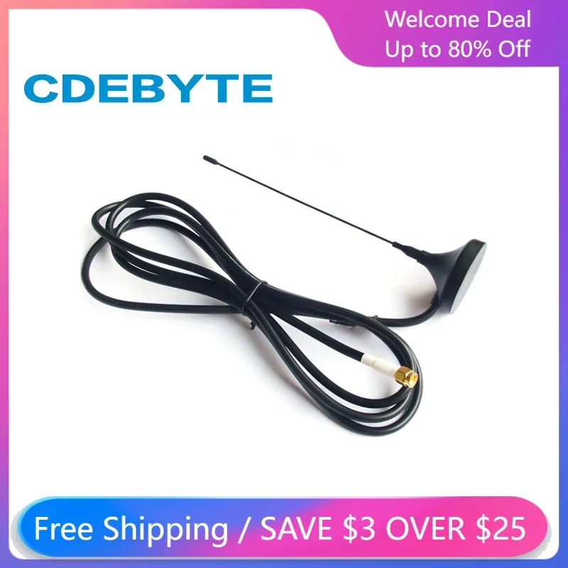 CDEBYTE 10Pcs SMA Male 433MHz Wifi Uhf Antenna TX433-XPL-100 3.5dBi High Gain Magnet Base Sucker Antennas for Communications