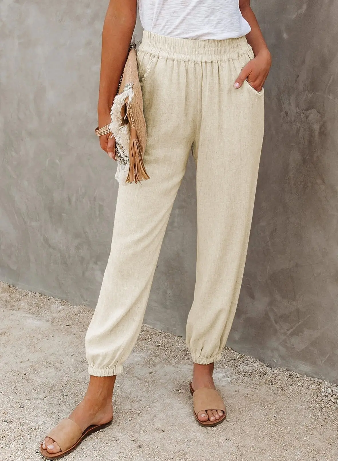 Spring and Summer New Women's Loose Nine Points Corset Leg Pants