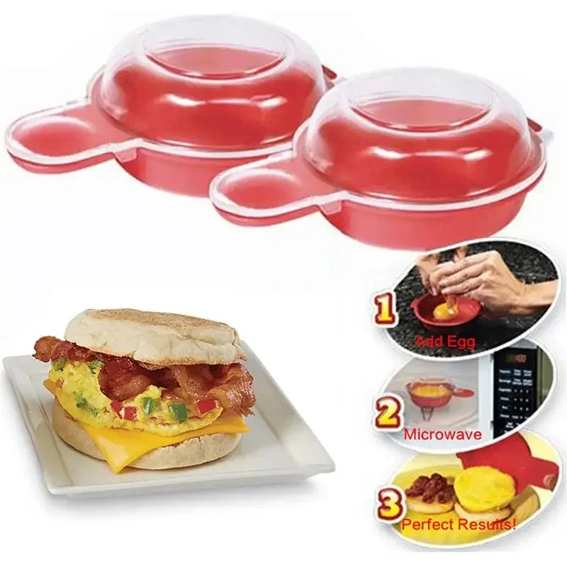 2pcs Easy Eggwich Microwave Egg Cooker Egg Hamburg Omelet Making Tool PP Manual Burger Press Burger Making Tool Hamburger Pattie