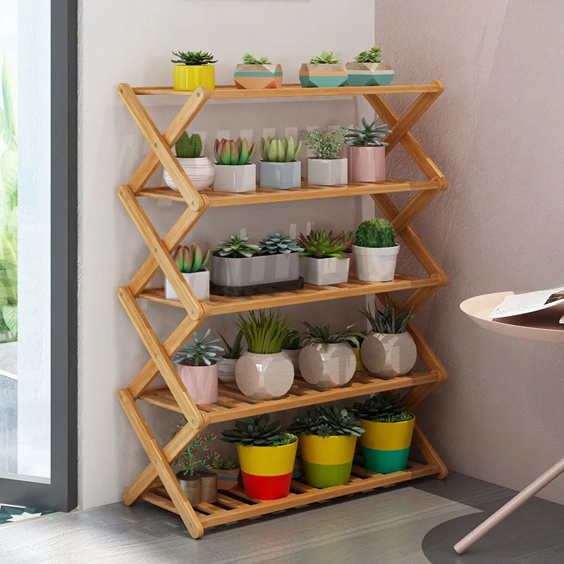 Multi-Layer Plant Rack for Indoor Living Room Flower Pot Rack Green Pineapple Succulent Balcony Decoration Storage Bamboo