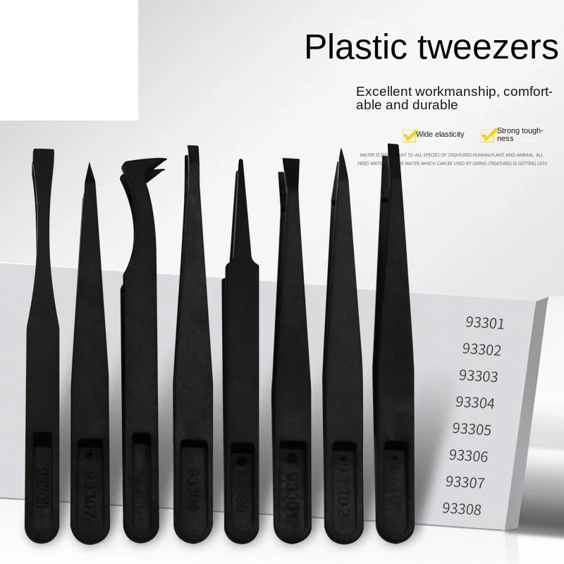 400pcs Carbon Fiber Plastic Tweezers Elastic Tweezers Holding Tools Plastic Available in Various Specifications