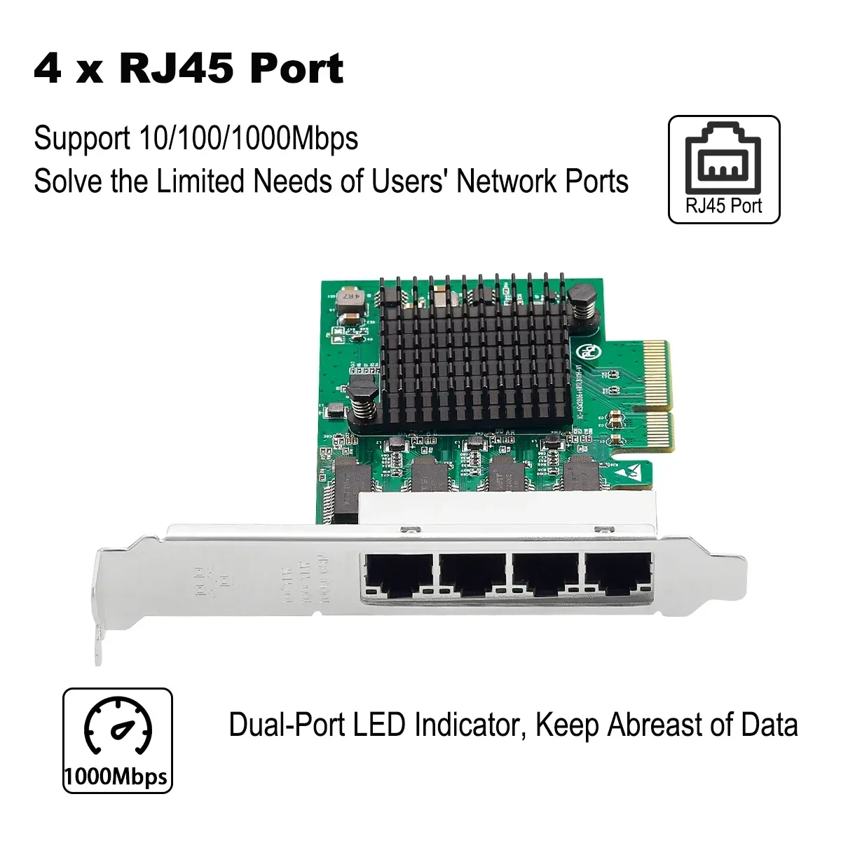 IOCREST PCIe x4 4포트 기가비트 이더넷 컨트롤러 카드 1000Mbps NIC Realtek RTL8111H 칩은 Lenovo 소형 케이스용으로 설계되었습니다.