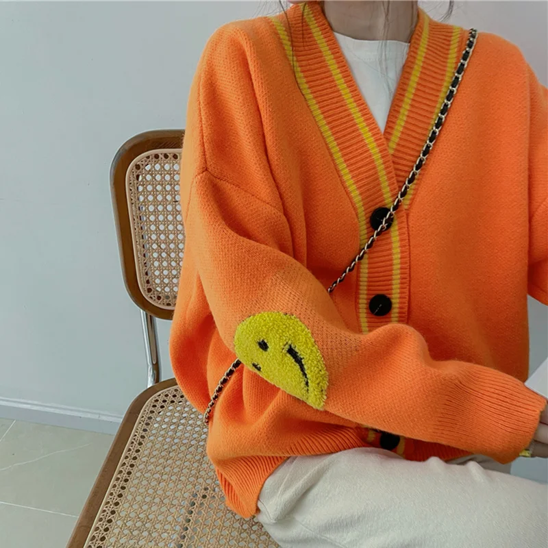 

Women Oversized Thick Loose Knitted Cardigan Sweater Vintage Long Sleeve Button-up Female Outerwear Chic Tops