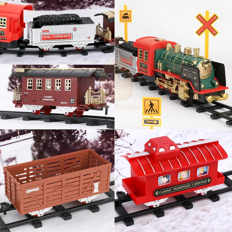 Remote Control Track Train Car Classical Simulation Water Steam Electric Railway Set Christmas Gift Educational Toy For Children 4