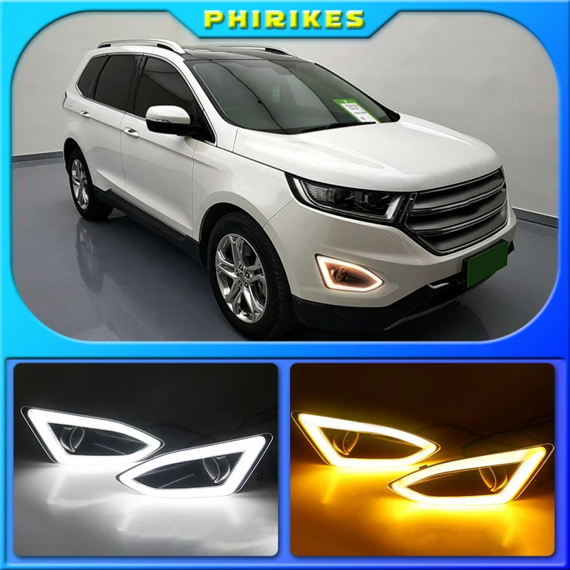 

LED Daytime Running Light For Ford EDGE 2015 2016 2017 2018 Waterproof ABS 12V Car DRL Fog Lamp Decoration with dimmer function