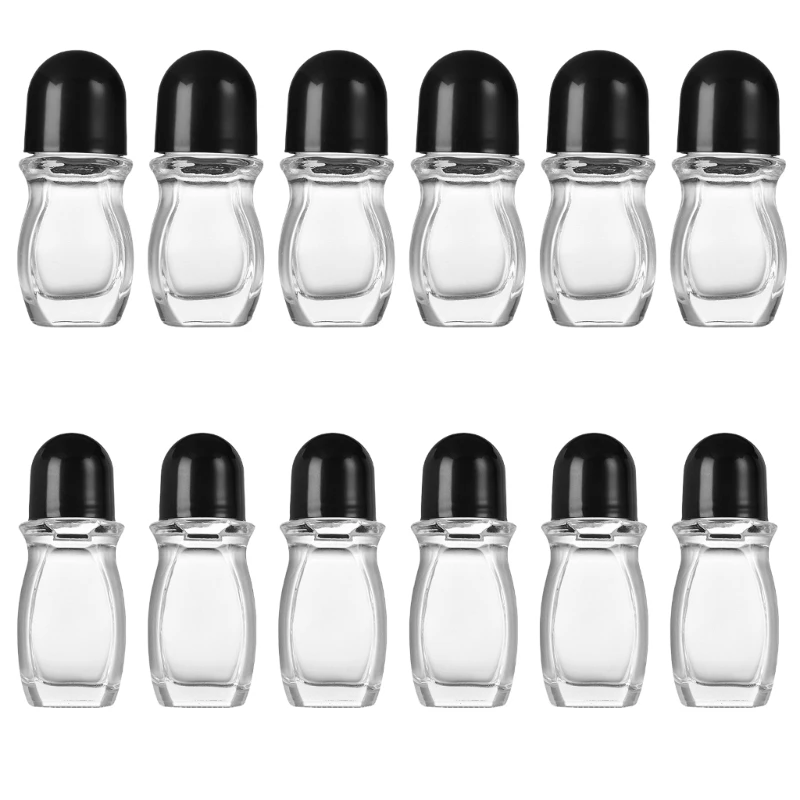 

12pcs Transparent Glass Bottles Eempty Roller Bottles Clear Travel Storage Container Leak Proof for Various Liquid Drop Shipping