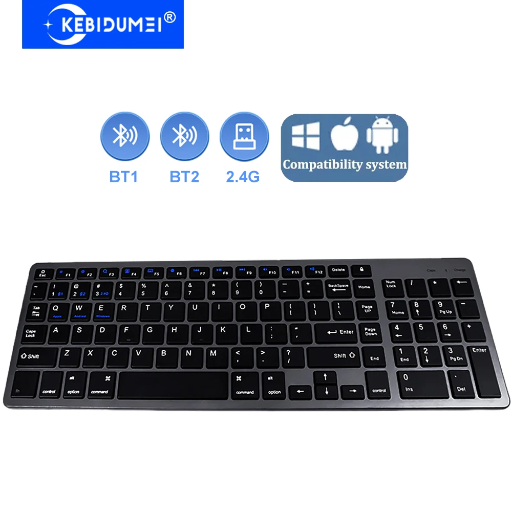 Dual-Mode 2,4-GHz-Funktastatur mit Dual-Bluetooth und 102 Tasten, wiederaufladbar für PC, Laptop, Android, Windows und MacOS_voghion.com
