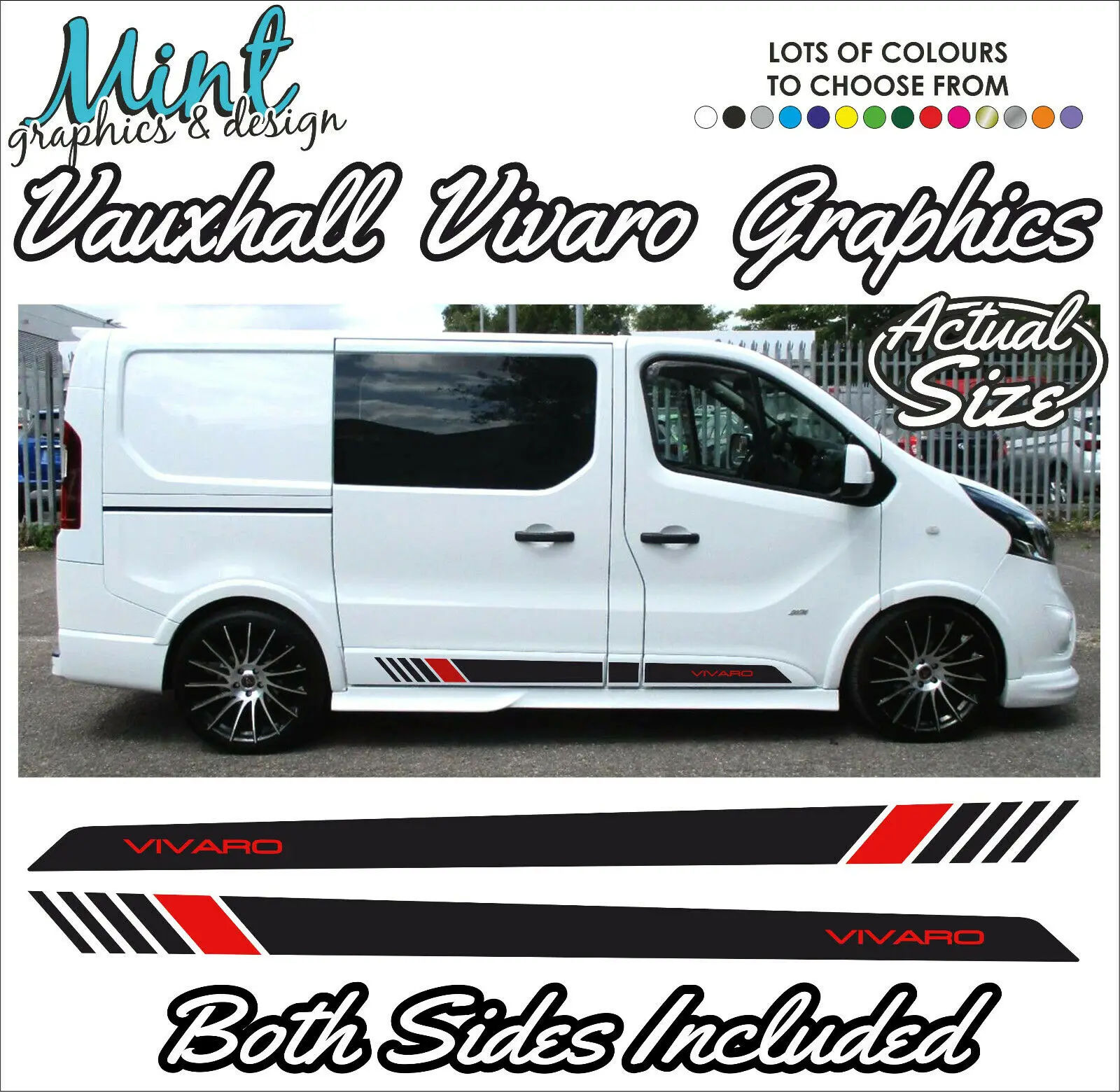 For x2 VAUXHALL VIVARO Camper Side Stripes Decals Stickers Van Graphics