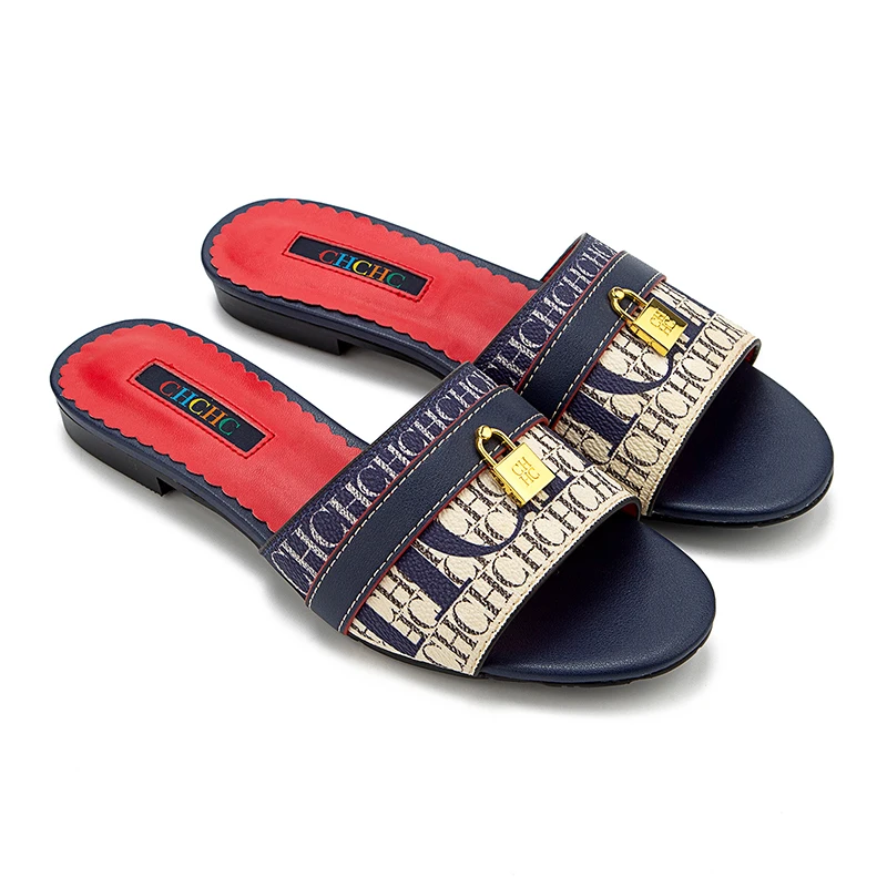 شبشب نسائي جلد فاخر كعب منخفض