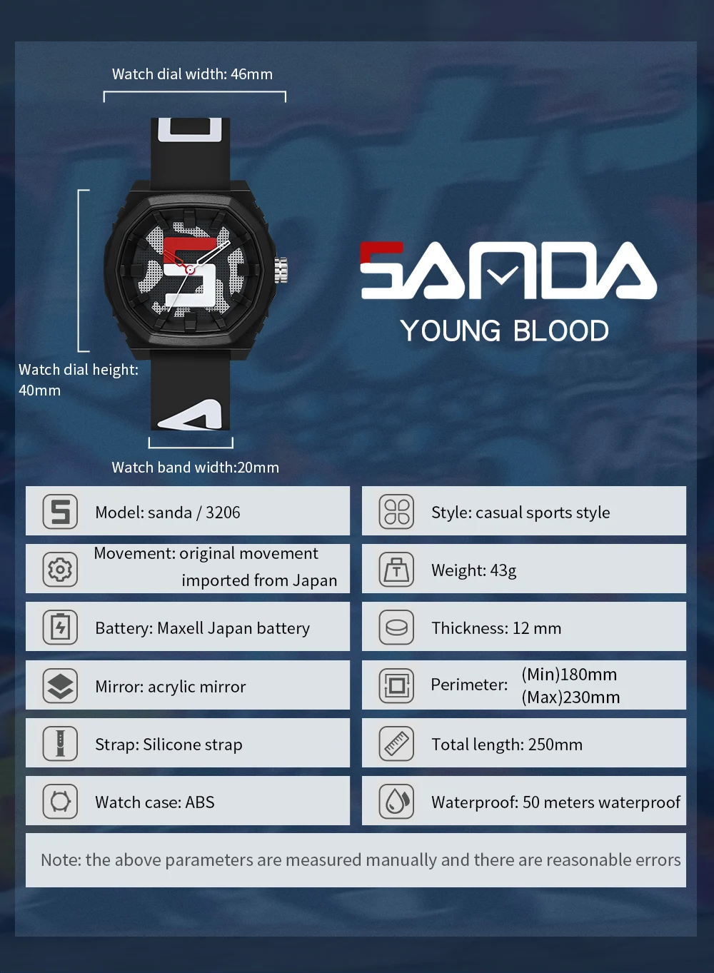 SANDA Casual Sports New Unisex Women Men Watches Silicone Waterproof Fashion Quartz Watch Mens Womenes Relogio Masculino 3206