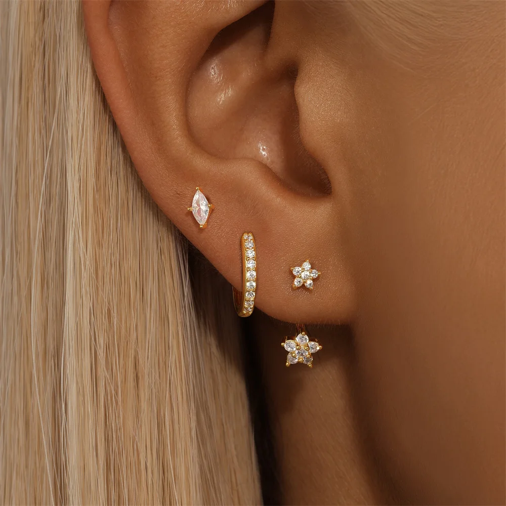 CANNER 925 Sterling Silber 3-teiliges Set für Damen, Blumen-Ohrringe mit langer Kette und Quasten, vielseitig und exquisit – Detail 12