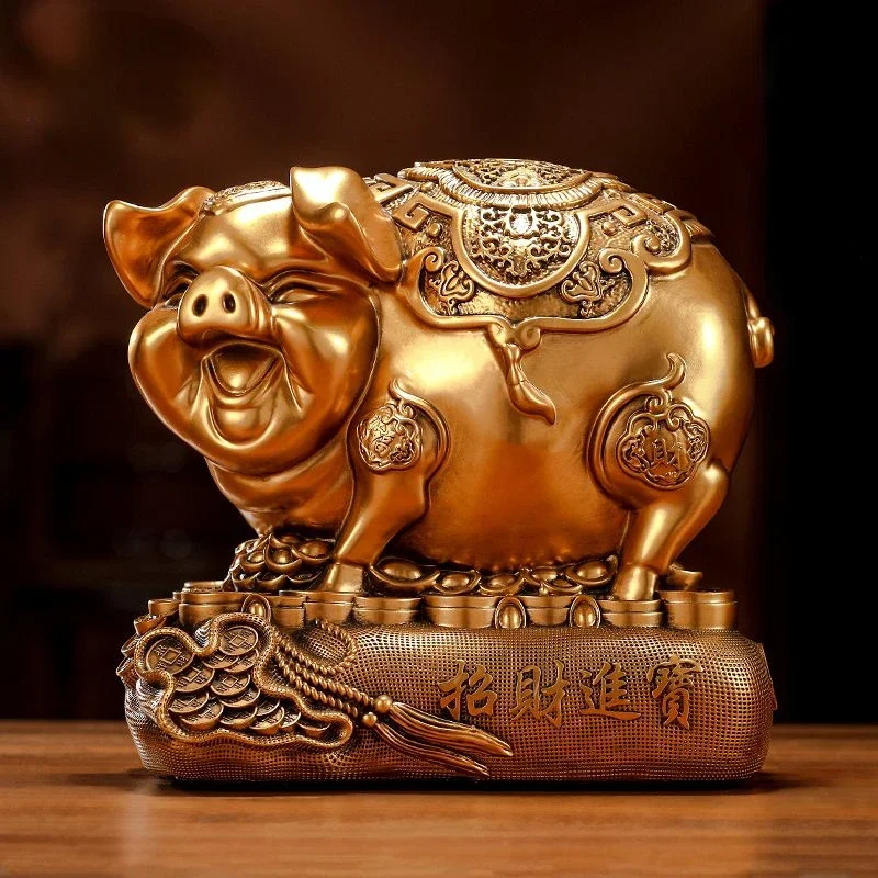 

Zhaocai Golden Pig Lucky Pig Savings Can Storage Zodiac Nafu Crafts Living Room Opening Ornaments Decor Chinese Style Gifts