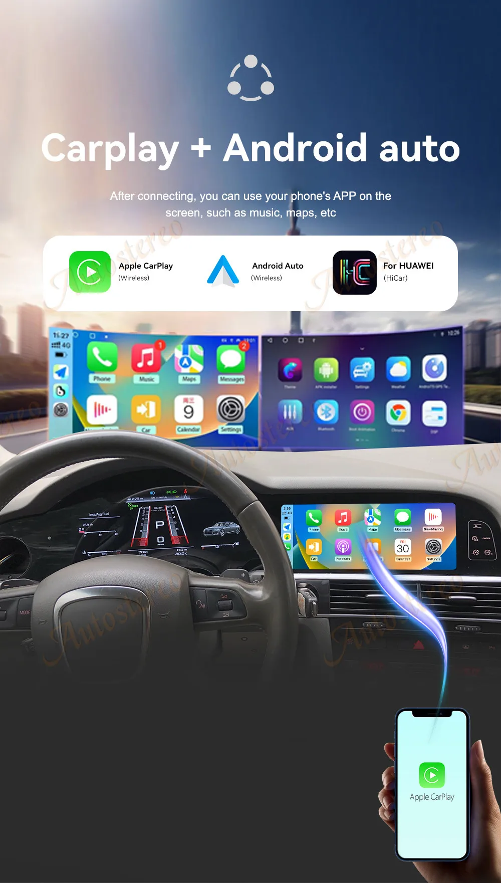 Android 13.0 HD Screen For Audi A6 2005-2012 Carplay Car GPS Navigation Auto Ste