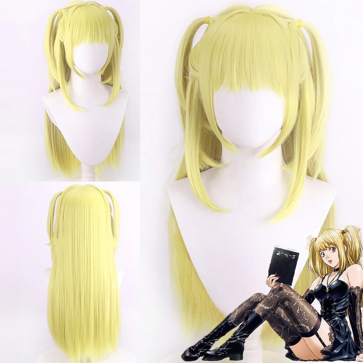 

Death Note Misa cos Anime Wig Role Playing Golden Double ponytails Yibin