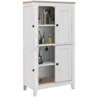 Homcom Bathroom Cabinet, Bathroom Floor Cabinet with Adjustable Shelves, Freestanding Storage Cabinet with Doors, White 1